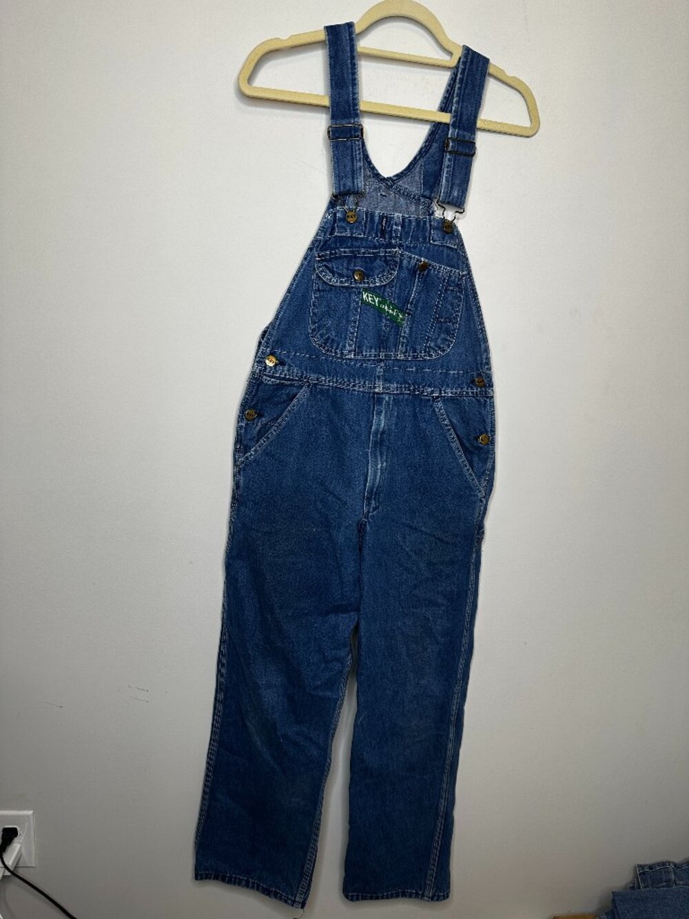 Vintage Key Imperial Denim Bib Overalls Blue Workwear Men's 30x30